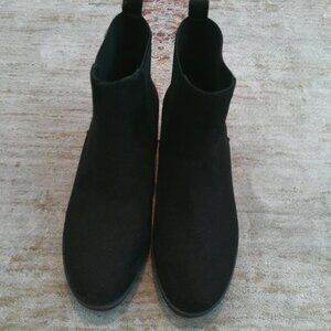 Lauren Blakwell Black Suede Wedge Slip on Boots Size 7